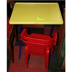 CHILDRENS ART TABLE & 2 CHAIRS