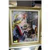 Image 1 : FRAMED & MATTED PETIT POINT LADY & DOG PICTURE