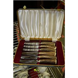 BOXED SET OF BIRKS BONE HANDLED STEAK KNIVES