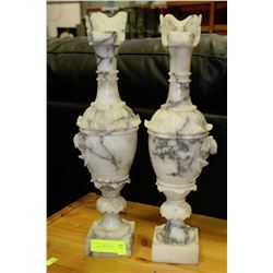 PAIR OF ESTATE STONE CARVED LAMPS