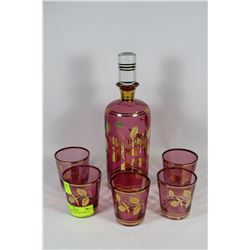 VINTAGE BOHEMIAN DECANTER & GLASS SET