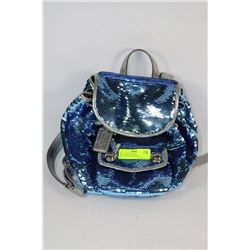 COACH POPPY STEEL BLUE SEQUIN BACKPACK LIMITED ED