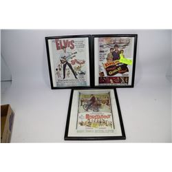 3 FRAMED ELVIS MOVIE PICTURES
