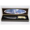 Image 1 : DECORATIVE CARVED HANDLED & ETCHED WOLF KNIFE
