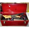 Image 1 : RED TOOL BOX WITH DRILLS, BLACK & DECKER SANDER &