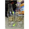 Image 1 : 2 VINTAGE GLASS BASED OIL LAMPS
