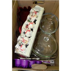 LARGE BOX OF GLASS BAKING PANS, "CHEF"