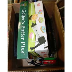 BOX WITH BRAND NEW COOKIE PRESS, BOWLING GAME