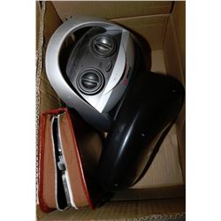 BOX WITH HEATER,NEW SHAVER SET, AND WINE CORK SET