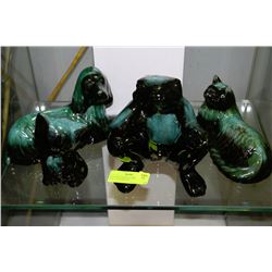 BLUE MOUNTAIN POTTERY FROG, DOG, CAT & KITTEN