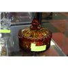 Image 1 : AMBER GLASS LIDDED CANDY DISH WITH DECORATIVE