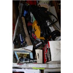BIN OF ASSORTED TOOLS & HARDWARE