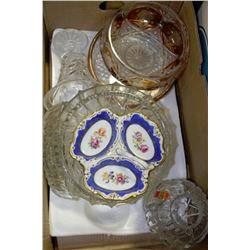 BOX OF ASSORTED CRYSTAL & DISHES