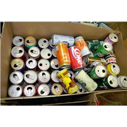 BOX OF ASSORTED VINTAGE POP CANS