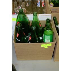 BOX OF ASSORTED VINTAGE 7UP BOTTLES