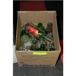 BOX OF ASSORTED VINTAGE POP BOTTLES
