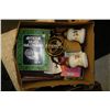Image 1 : ESTATE BOX OF BOOKS AND MILK GLASS WALL MOUNT