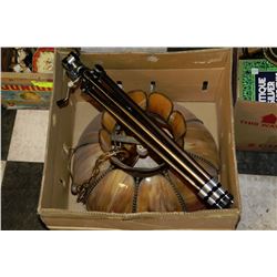 ESTATE BOX WITH CAMERA TRI-POD AND HANGING LAMP