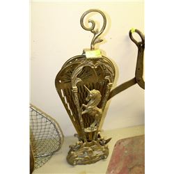 ESTATE VINTAGE BRASS FIREPLACE SCREEN NEEDS WORK