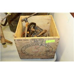 ESTATE BUTTER CRATE WITH VINTAGE AND ANTIQUE