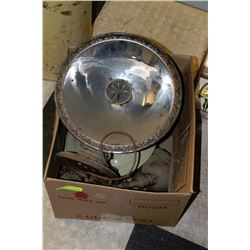 ESTATE BOX WITH RADIANT HEATER, VINTAGE LAMP ETC