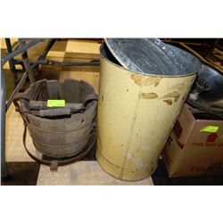 ESTATE VINTAGE TRASH CAN SOLD WITH CLOTHES