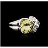 Image 1 : 10KT White Gold 3.16ct Lemon Quartz and Diamond Ring