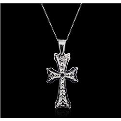 14KT White Gold Cross Pendant With Chain