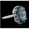 Image 1 : 14KT White Gold 14.83ct Topaz and Diamond Ring