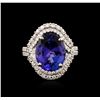 Image 2 : 18KT White Gold 7.65ct Tanzanite and Diamond Ring