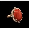 Image 1 : 14KT Rose Gold 7.57ct Pink Coral and Diamond Ring
