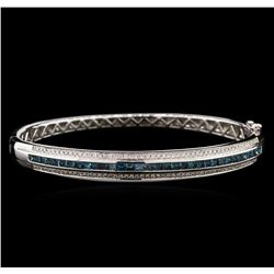 2.01ctw Fancy Blue Diamond Bangle Bracelet - 14KT White Gold