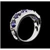 Image 3 : 3.50ctw Sapphire and Diamond Ring - 14KT White Gold