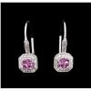 Image 1 : 0.76ctw Pink Sapphire and Diamond Earrings - 14KT White Gold