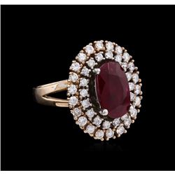 4.47ct Ruby and Diamond Ring - 14KT Two-Tone Gold