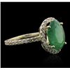 Image 2 : 14KT Yellow Gold 3.01ct Emerald and Diamond Ring