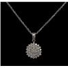 Image 1 : 0.98ctw Diamond Pendant With Chain - 14KT White Gold