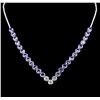 Image 1 : 14KT White Gold 16.08ctw Tanzanite and Diamond Necklace