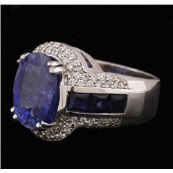 14KT White Gold GIA Certified 11.29ctw Sapphire and Diamond Ring