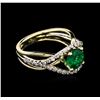 Image 1 : 1.17ct Emerald and Diamond Ring - 14KT Two-Tone Gold