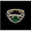 Image 2 : 1.17ct Emerald and Diamond Ring - 14KT Two-Tone Gold