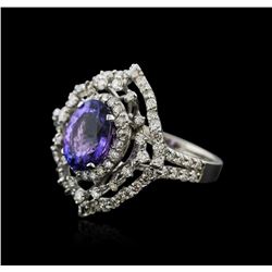 14KT White Gold 4.04ct Tanzanite and Diamond Ring