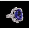 Image 1 : 14KT White Gold 5.61ct Tanzanite and Diamond Ring