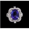 Image 3 : 14KT White Gold 5.61ct Tanzanite and Diamond Ring