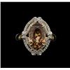 Image 2 : 6.33ct Orange Zircon and Diamond Ring - 14KT Yellow Gold