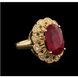 10.45ct Ruby and Diamond Ring - 14KT Yellow Gold