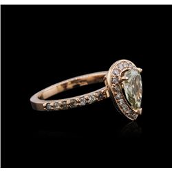 14KT Rose Gold 1.19ctw Fancy Green Diamond Ring