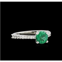 1.27ct Emerald and Diamond Ring - 14KT White Gold