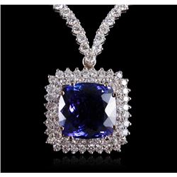 18KT White Gold 12.86ct Tanzanite and Diamond Necklace