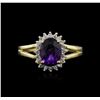 Image 2 : 14KT Yellow Gold 1.09ct Amethyst and Diamond Ring